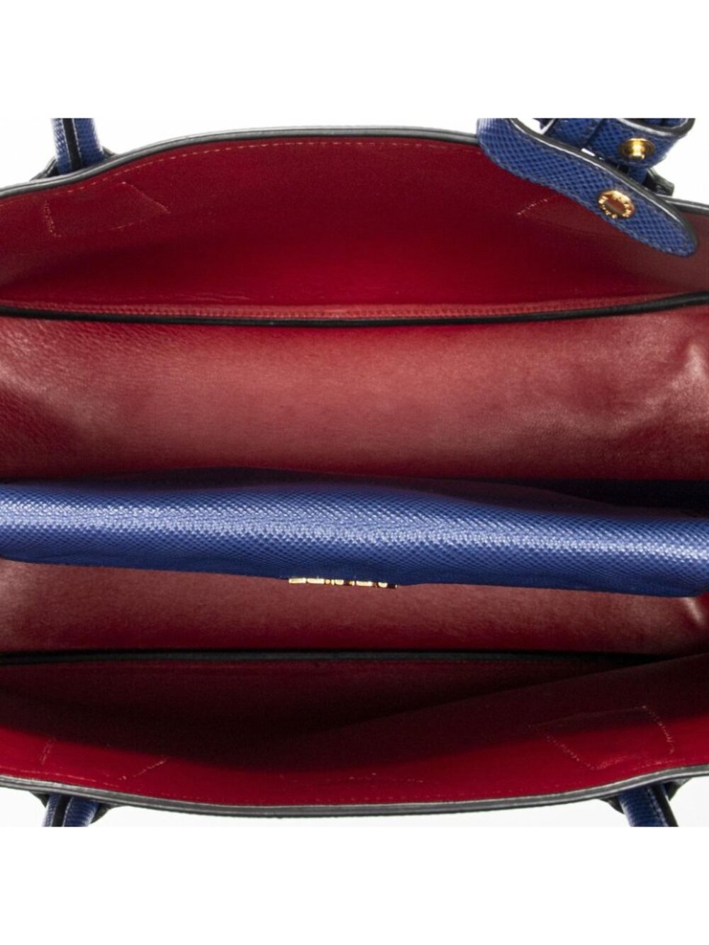Prada Cuir Double Handle Tote Navy Saffiano Leather - Picture 9 of 10